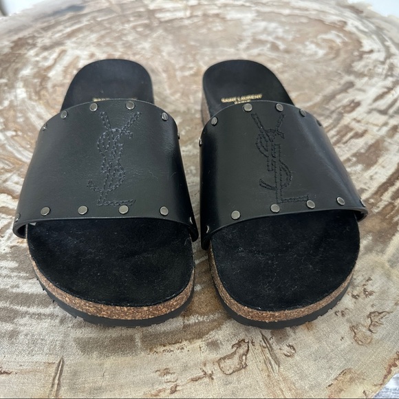 NEW | Saint Laurent Jimmy Studded leather slides - Picture 3 of 10